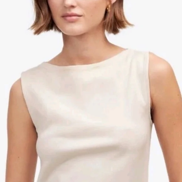 NWT Madewell Sleeveless Boatneck Side Slit Tee Size S - Picture 3 of 7